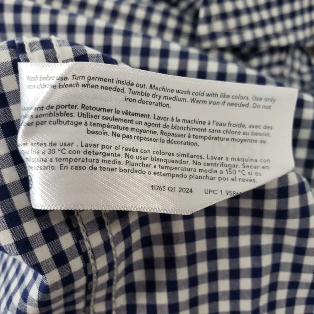 OshKosh Boys 18M Blue Gingham Button Up Shirt Short Sleeve
